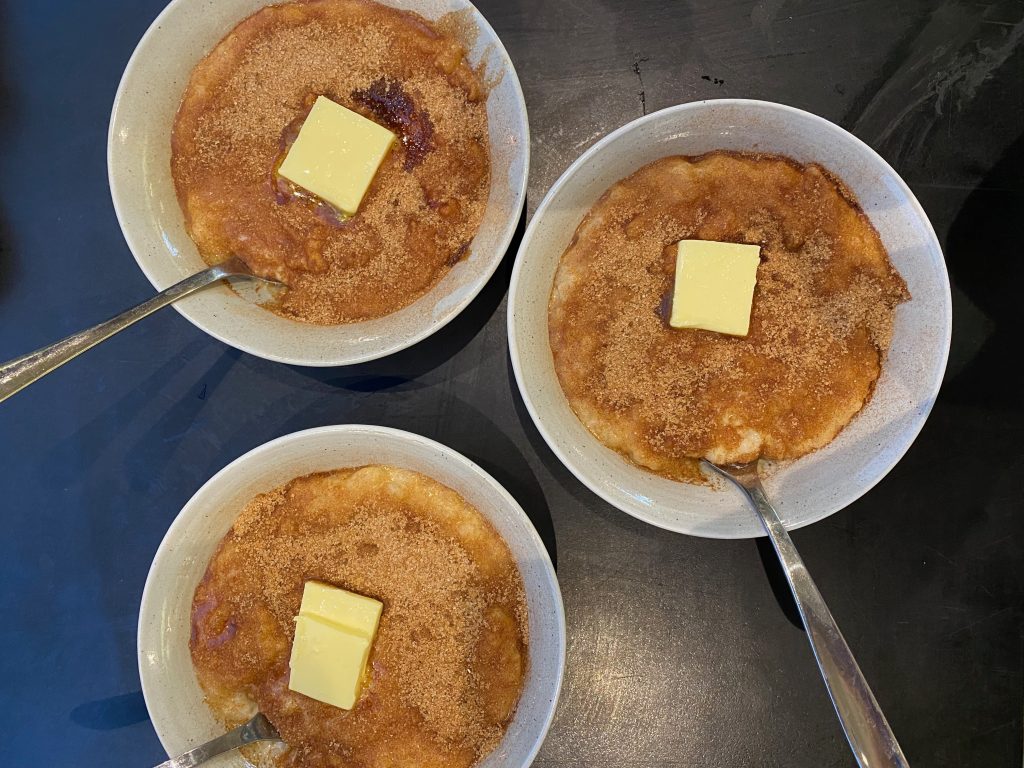 Traditional danish rice porridge with cinnamon